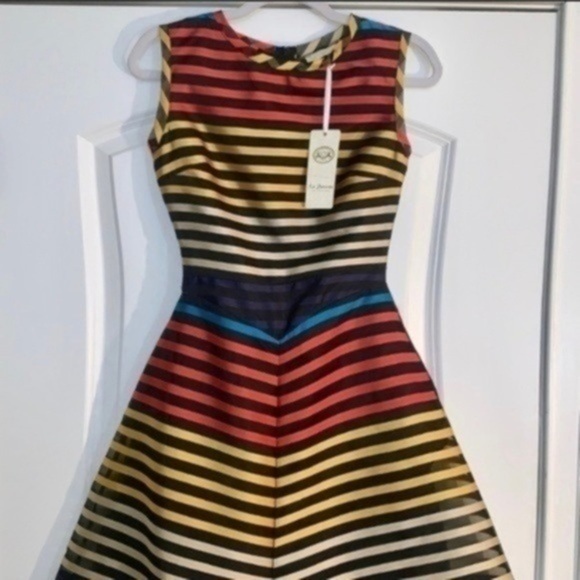 Colorful Striped Dress Fit & Flair - NWT - Picture 1 of 7